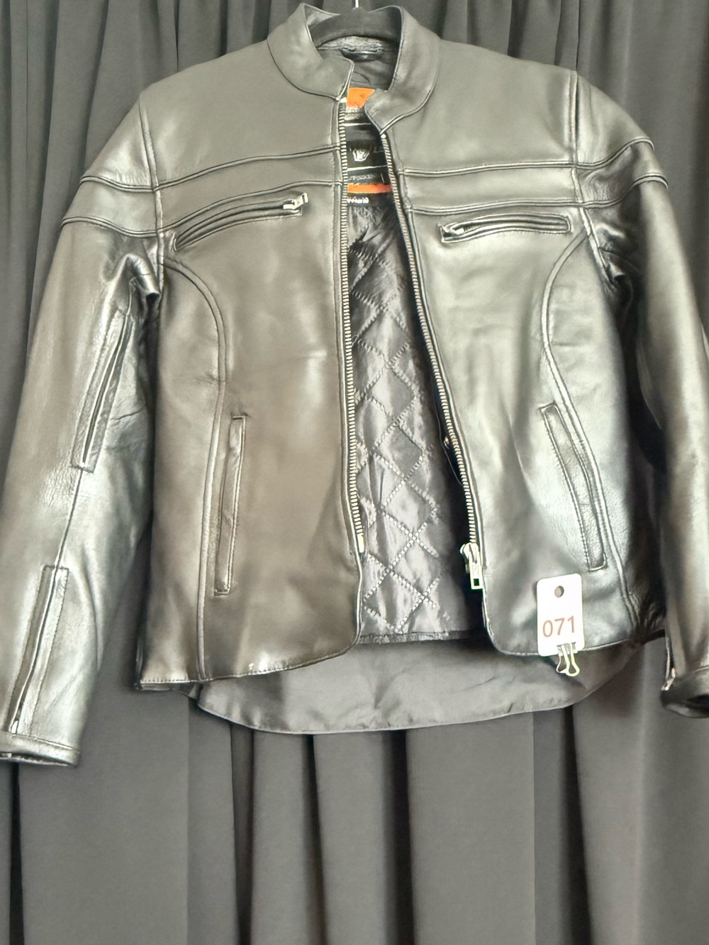 Men's Black Quilted-Lining Leather Performance Jacket